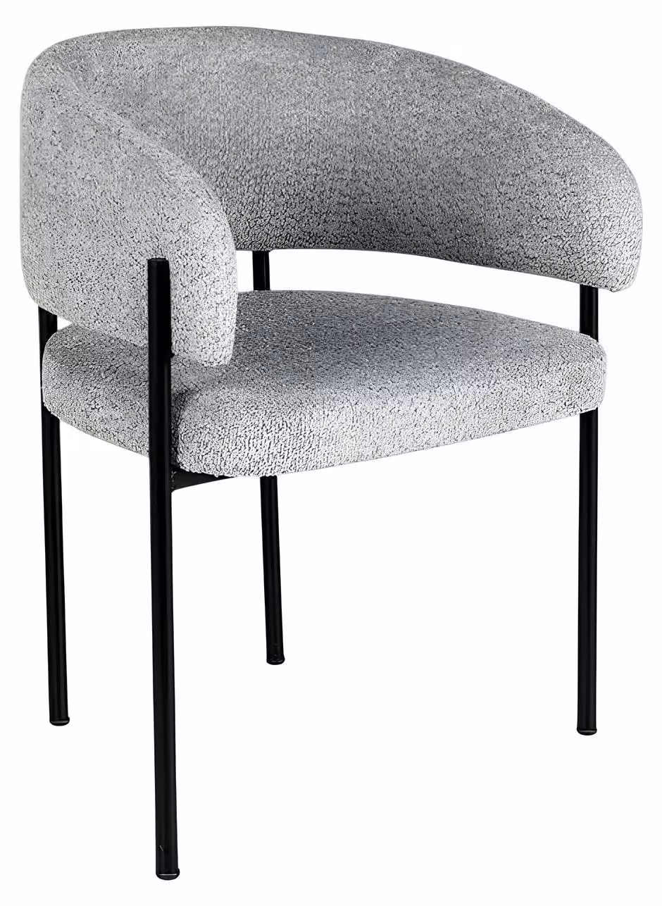 Esszimmerstuhl aus Metall und Textil in Grau, modernes Design