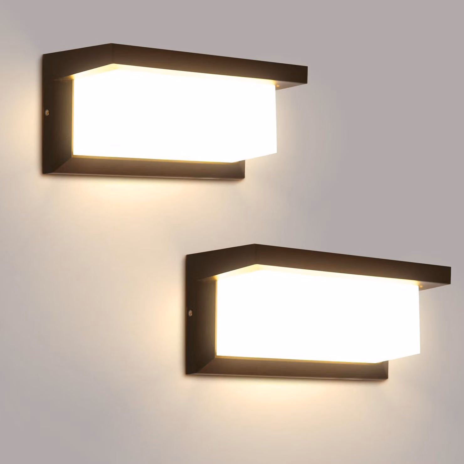 Lampada da parete esterna a LED, 18W, 3000K, grado di protezione IP65, colore nero, set da 2