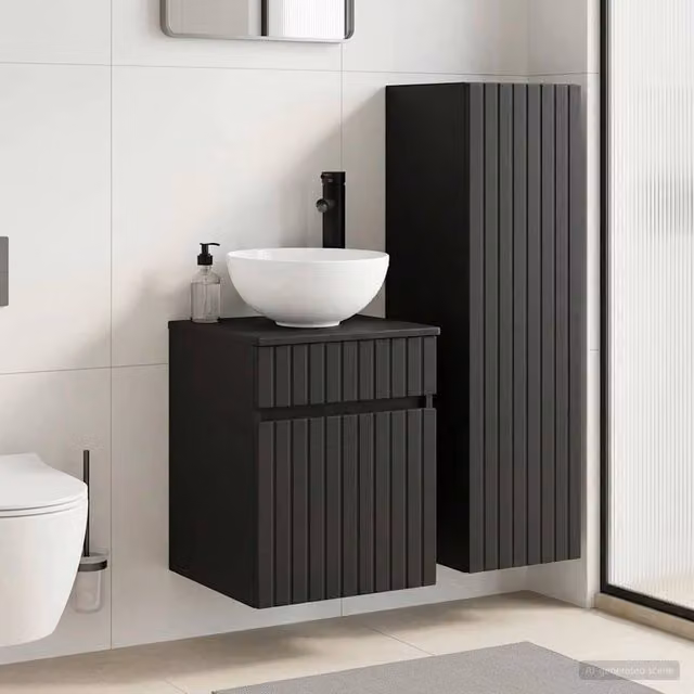 Set di mobili per il bagno 2 pz Nero 33 x 34,5 x 100 cm 3406134