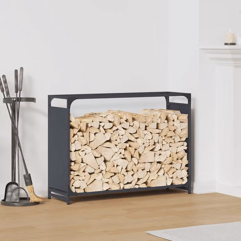Rastrelliera per legna da ardere vidaXL, colore antracite, L 90 cm x P 28 cm x H 65 cm