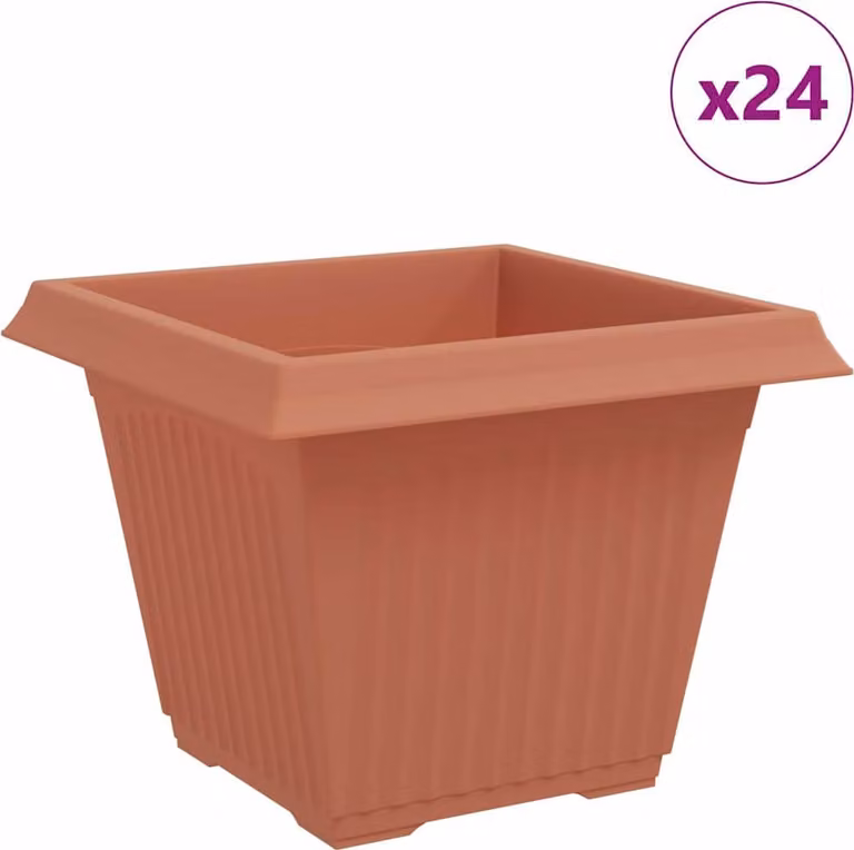 Vaso quadrato per fiori 24 pcs Rosso Mattone 43 x 43 x 33,5 cm