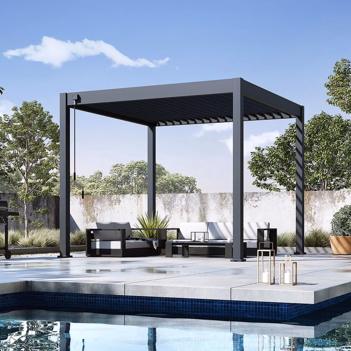 Pergola Weide Classic in alluminio 3x3 m con tetto a lamelle, indipendente, antracite