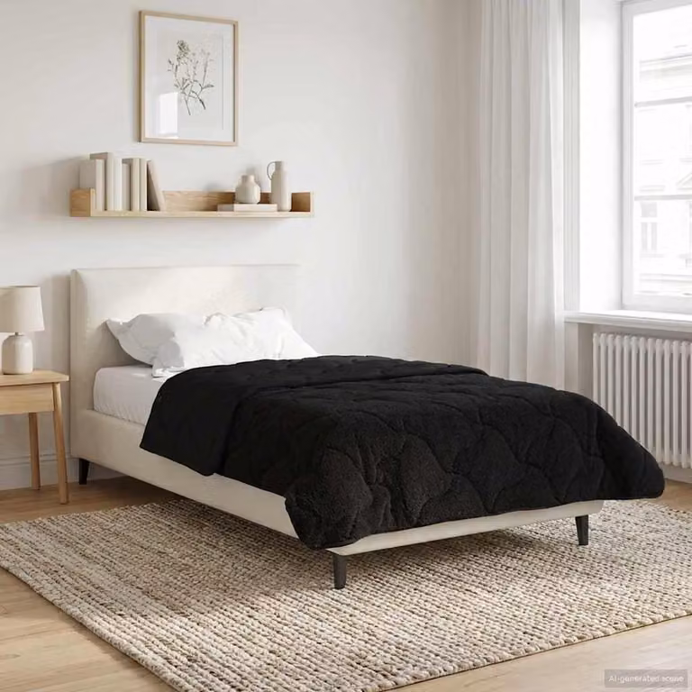 Piumino estivo traspirante e reversibile vidaXL in microfibra, Nero, L 135 x P 200 cm