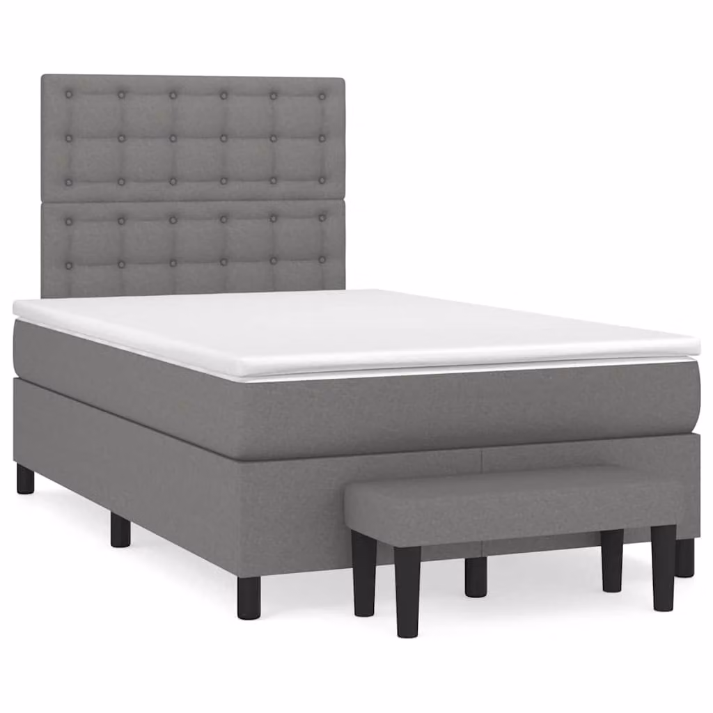 vidaXL Giroletto a Molle Ibrido con Materasso in Tessuto Grigio e Bianco L/P/H: 120 x 200 x 193 cm