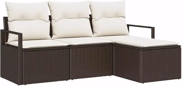 Set di divani 4 pz | Set Salotto da Giardino Marrone polyrattan