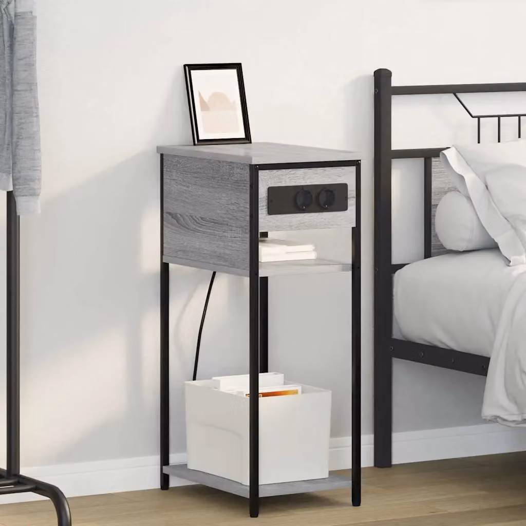 vidaXL Armadio da Notte Grigio in stile Rustico L/P/H: 41 x 28 x 76 cm