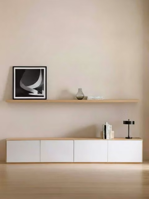 Mensola a parete Unite in impiallacciatura di rovere marrone Kenay Home L: 200 cm – 1