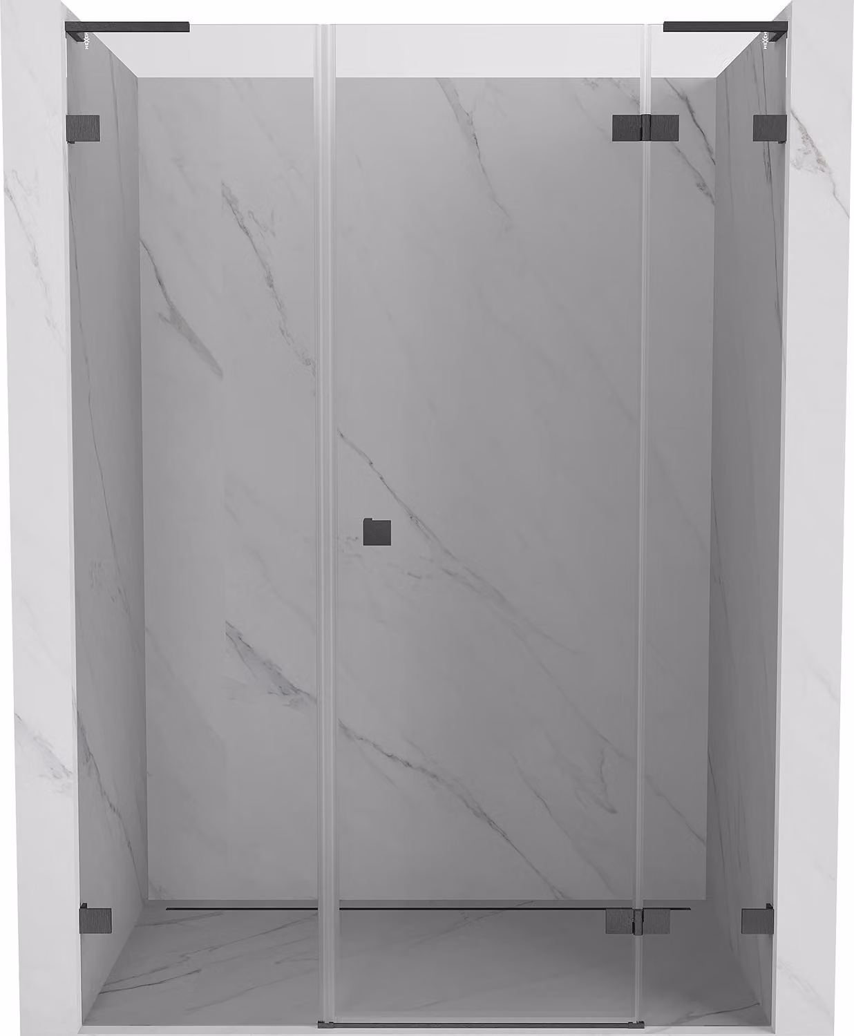 Mexen Lunar L porta doccia battente destra 150 cm, trasparente, grigio canna di fucile spazzolato - 834SL-150-050-66-00-P