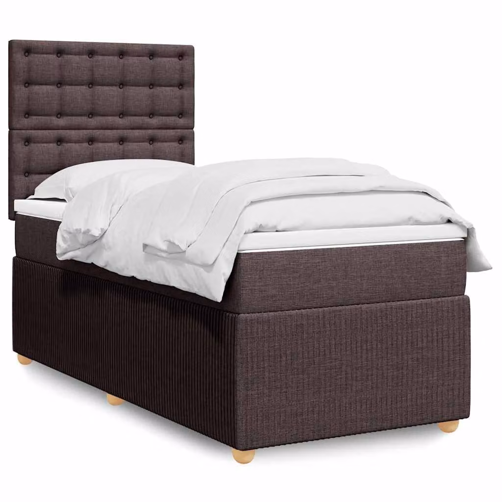 vidaXL Letto Ibrido con Giroletto a Molle e Materasso a Tasche Marrone e Bianco L/P: 100 x 200 cm