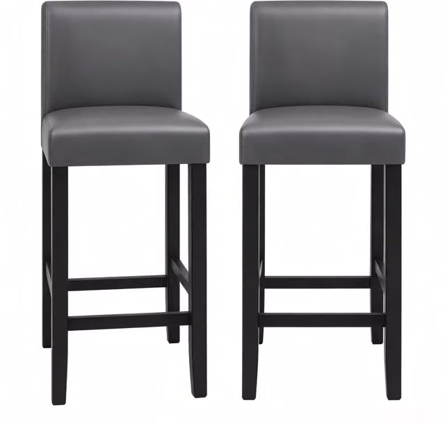 Set 2 sgabelli da bar con schienale 41 x 37,5 x 110 cm nero e grigio
