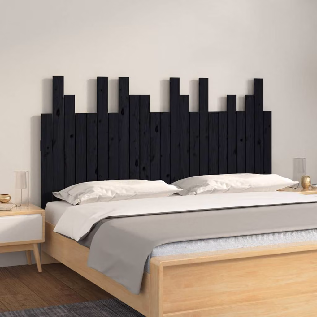 Testiera da parete vidaXL in legno massello di pino nero L: 146,5 cm, P: 3 cm, H: 80 cm
