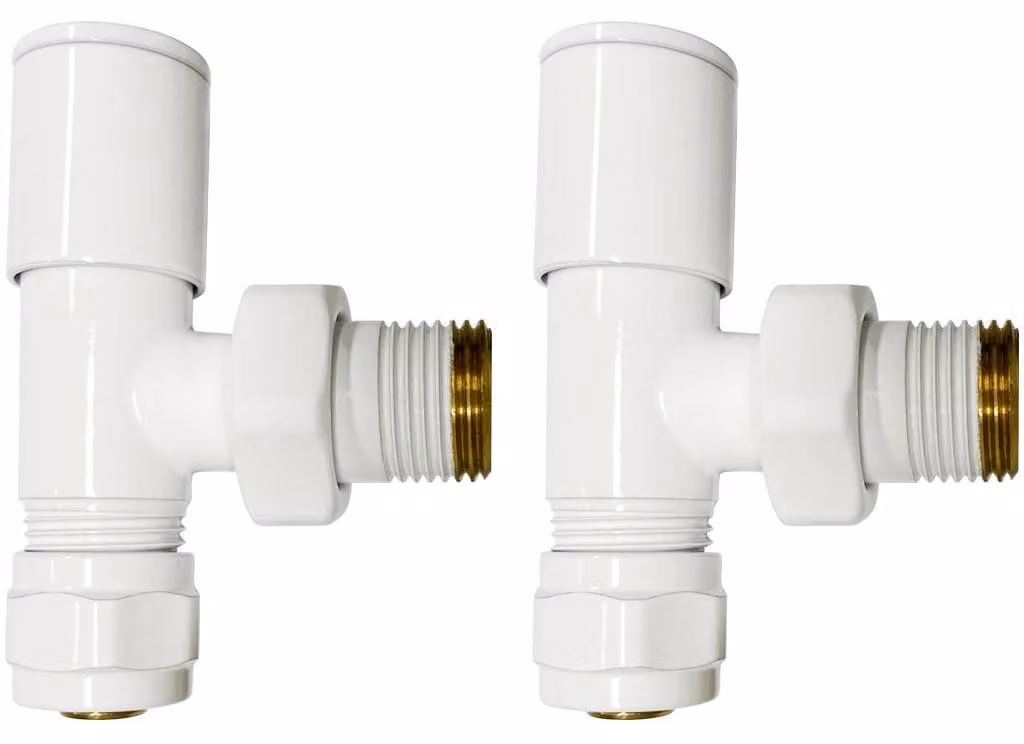 CERANO - Set di raccordi per valvole radianti - manuale - ad angolo - 1/2"/PEX 16x2 mm - bianco lucido