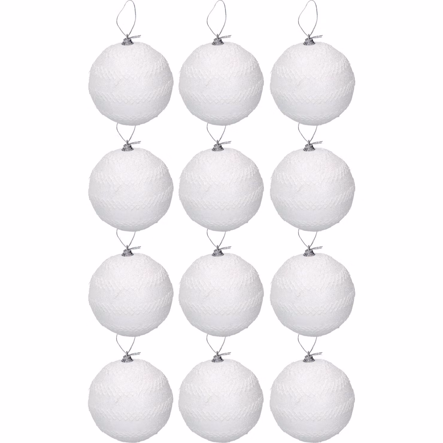 Set di 12 palline di Natale bianche con glitter VESTIAMO CASA, diametro: 6 cm – 1