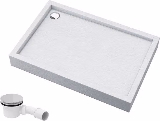 Base rettangolare per cabina doccia per la ristrutturazione del bagno - Sistema di prevenzione dei danni causati dall'acqua - 90x120 cm - Pietra naturale bianca