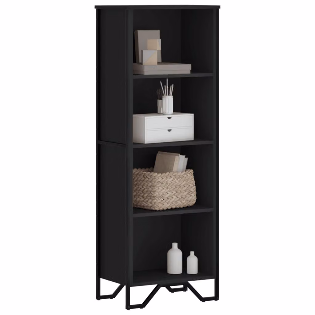 Libreria moderna vidaXL nera con pannello posteriore in legno e metallo L 50 cm, P 31 cm, H 137,5 cm
