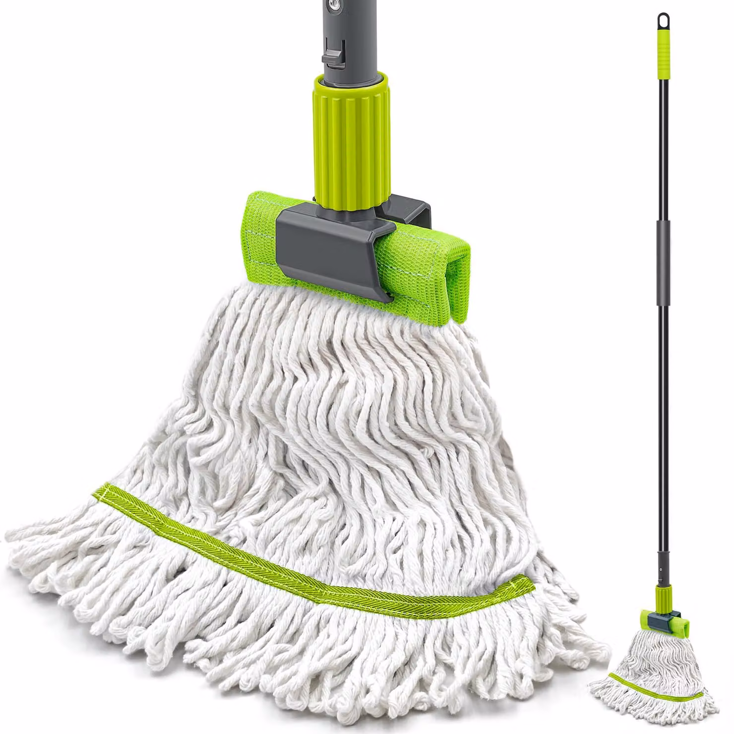 Mocio industriale, 146 cm di manico, testina in microfibra di cotone, ideale per pavimenti duri
