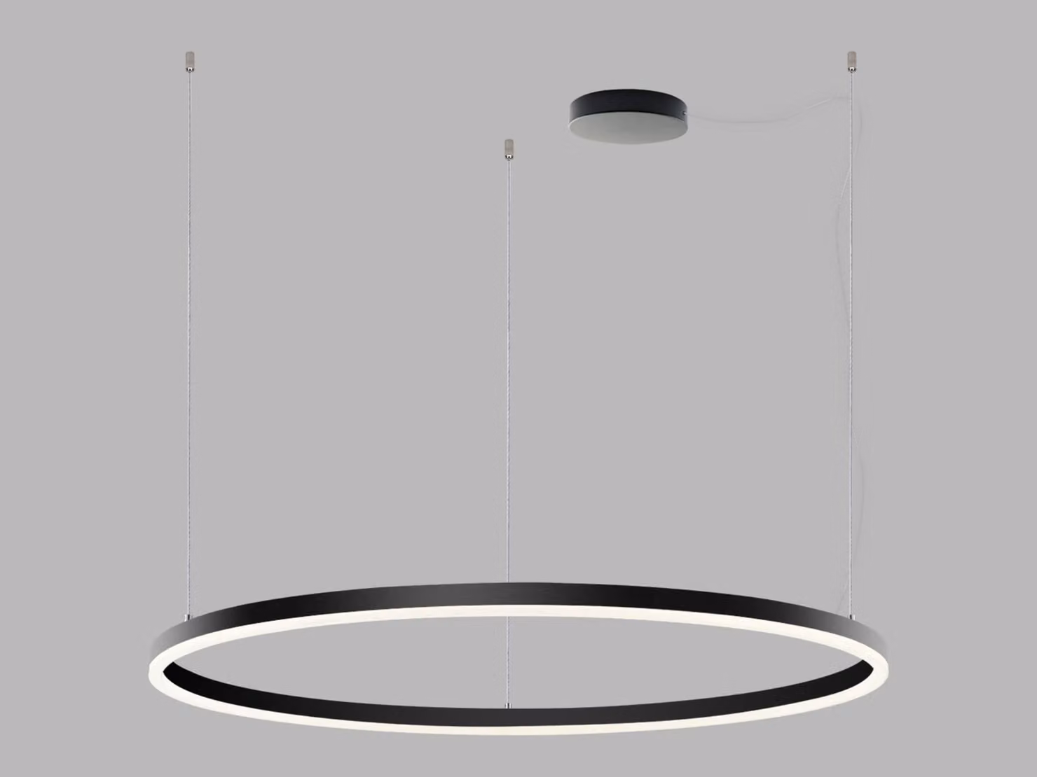 Lampadario LED dimmerabile CIRCLE P-Z CRI90, Variante: Ø 1000 x 33 x 2500 mm, 80 W, nero, DALI, 2CCT