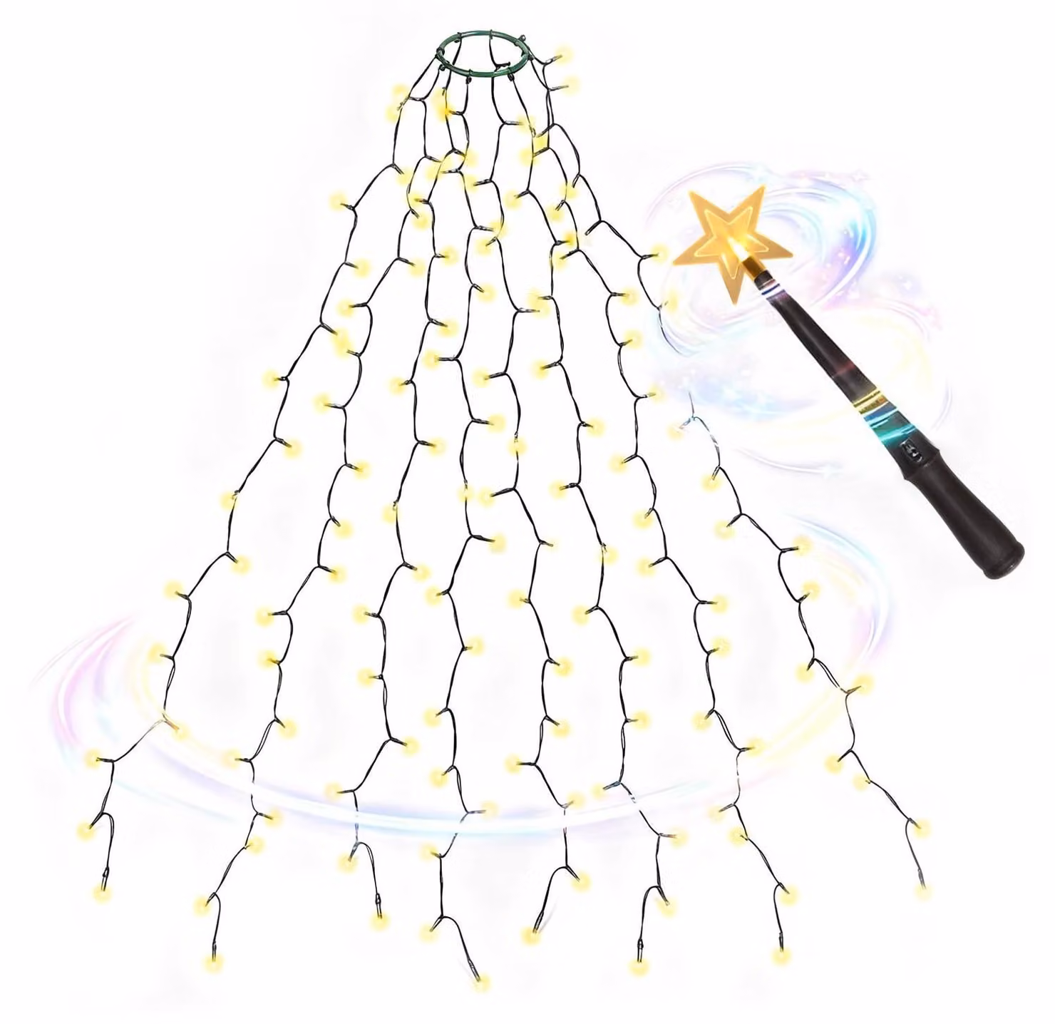 Catena luminosa da 2 metri, con 280 LED, luce bianco caldo, adatta per alberi di altezza compresa tra 150 e 240 cm, con telecomando