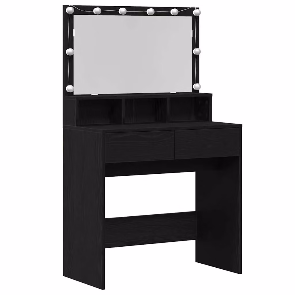 Tavolo da Trucco Moderno vidaXL in Rovere e Nero L: 80 cm, P: 41 cm, H: 134,5 cm – 2