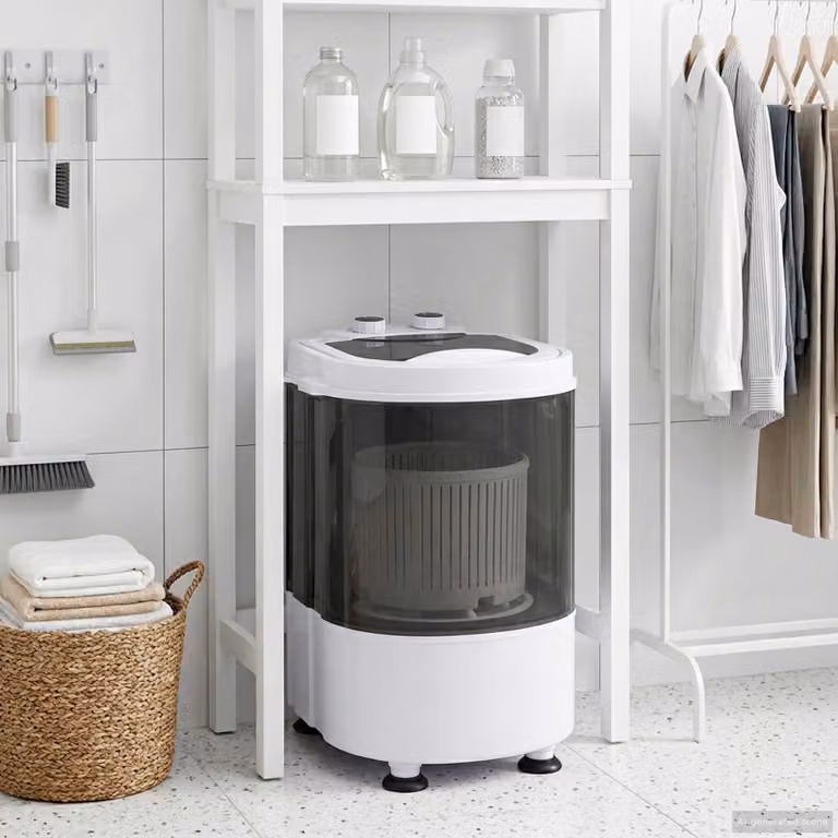 Mini lavatrice con vasca singola vidaXL da 2,6 kg, modello da appoggio con caricamento dall'alto, Nero e Bianco