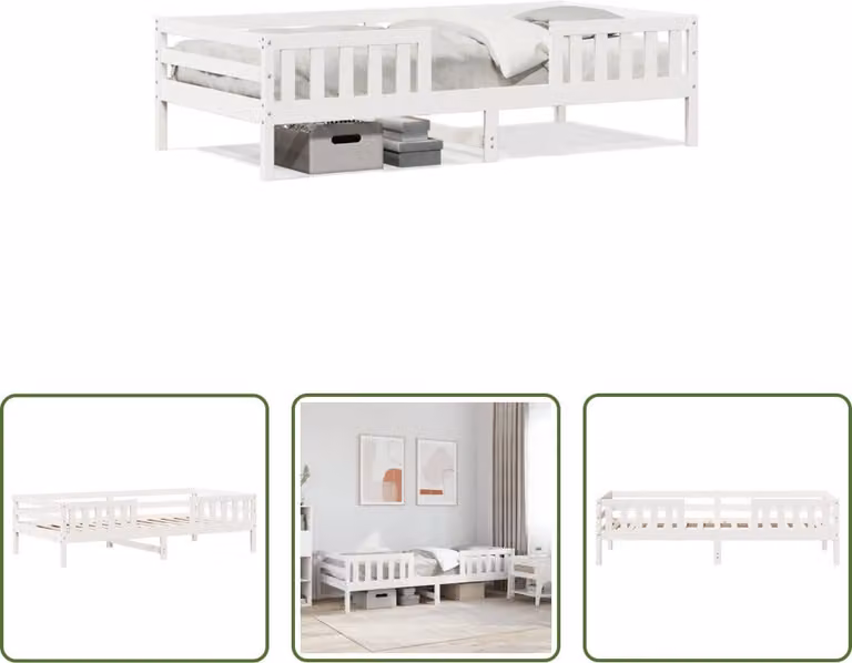 The Living Store Letto in legno massiccio bianco 75x190 cm pino