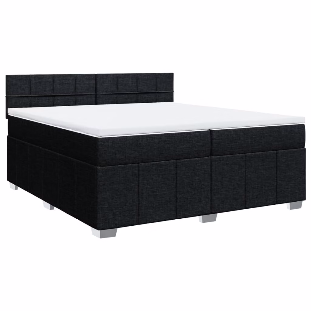 Giroletto a Molle con Materasso Nero 200x200 cm in Tessuto