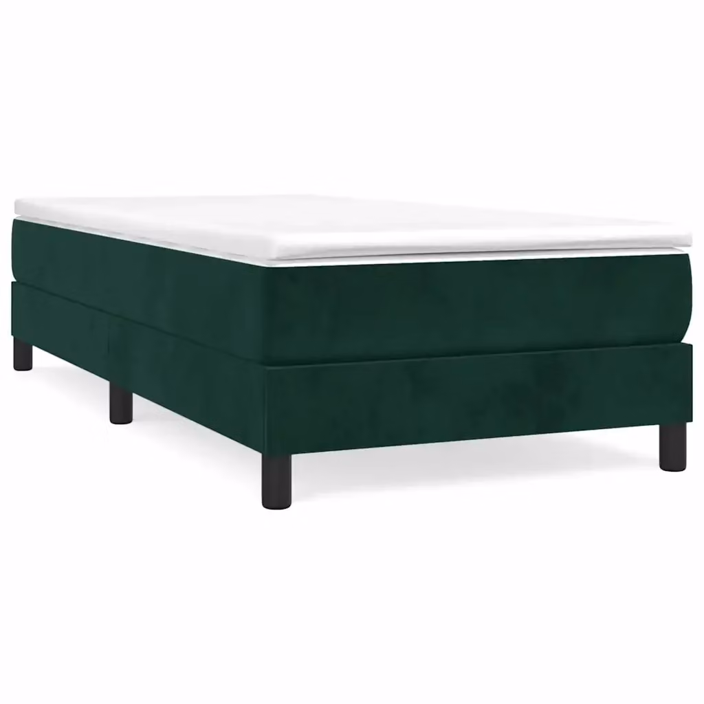 Letto Ibrido vidaXL con Giroletto a Molle e Materasso in Velluto Verde Scuro e Bianco L/P/H: 100 x 200 x 203 cm – 2