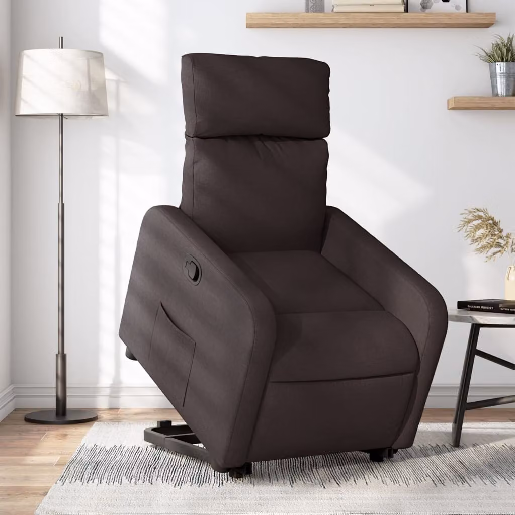 vidaXL Poltrona Alzapersona Reclinabile con Assistenza Elettrica in Tessuto Marrone – 1