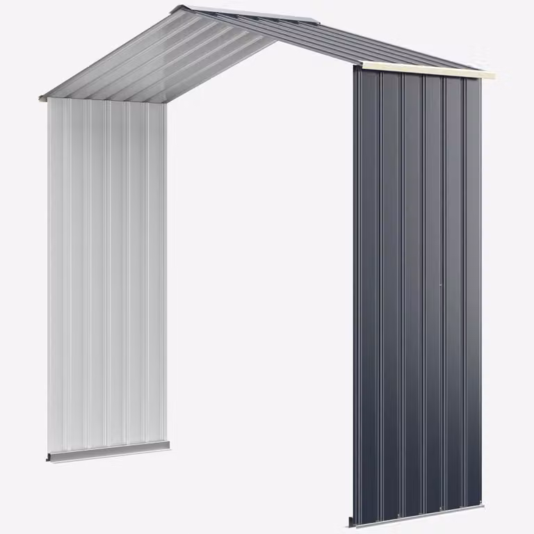 Capanno per attrezzi, modulo di ampliamento - 64 x 213 x 195 cm - Acciaio verniciato - Grigio freddo