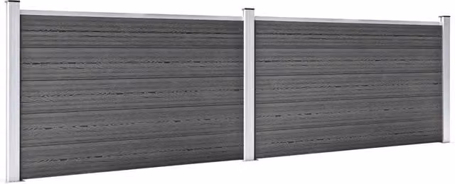 Set Pannelli di Recinzione in WPC 353x105 cm Nero