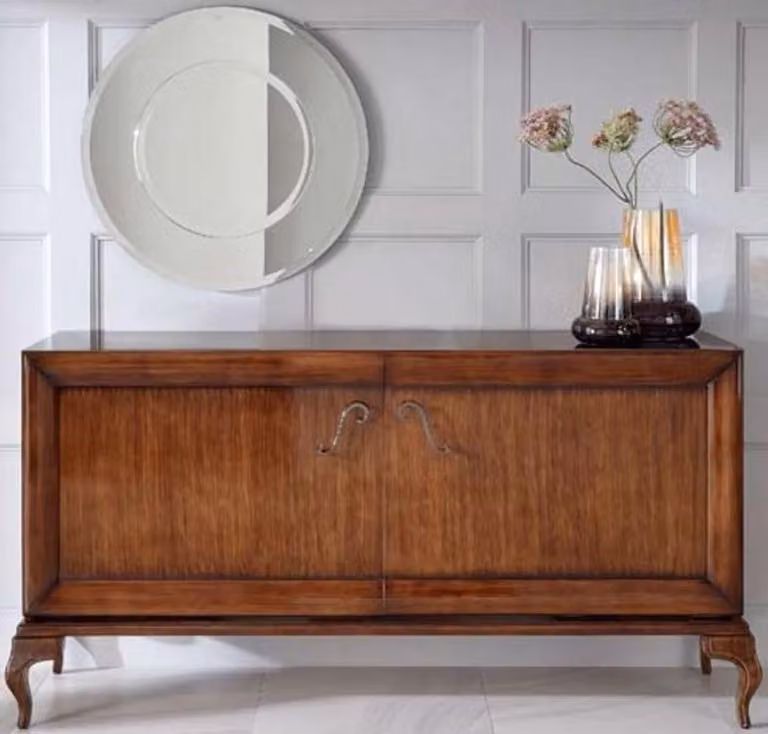 Casa Padrino cassettiera neoclassica a 2 ante marrone 187 x 52 x h. 95 cm - Credenza in legno massello - Mobili da soggiorno Art Déco