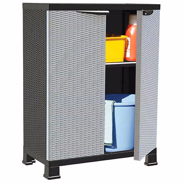 Armadietto da parete vidaXL in plastica grigia con ante a battente e serratura L/P/H: 68 x 39 x 92 cm