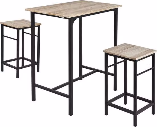 Set da giardino - 2 sedili + tavolo - maniglie in gomma - legno - 80x87x50 cm