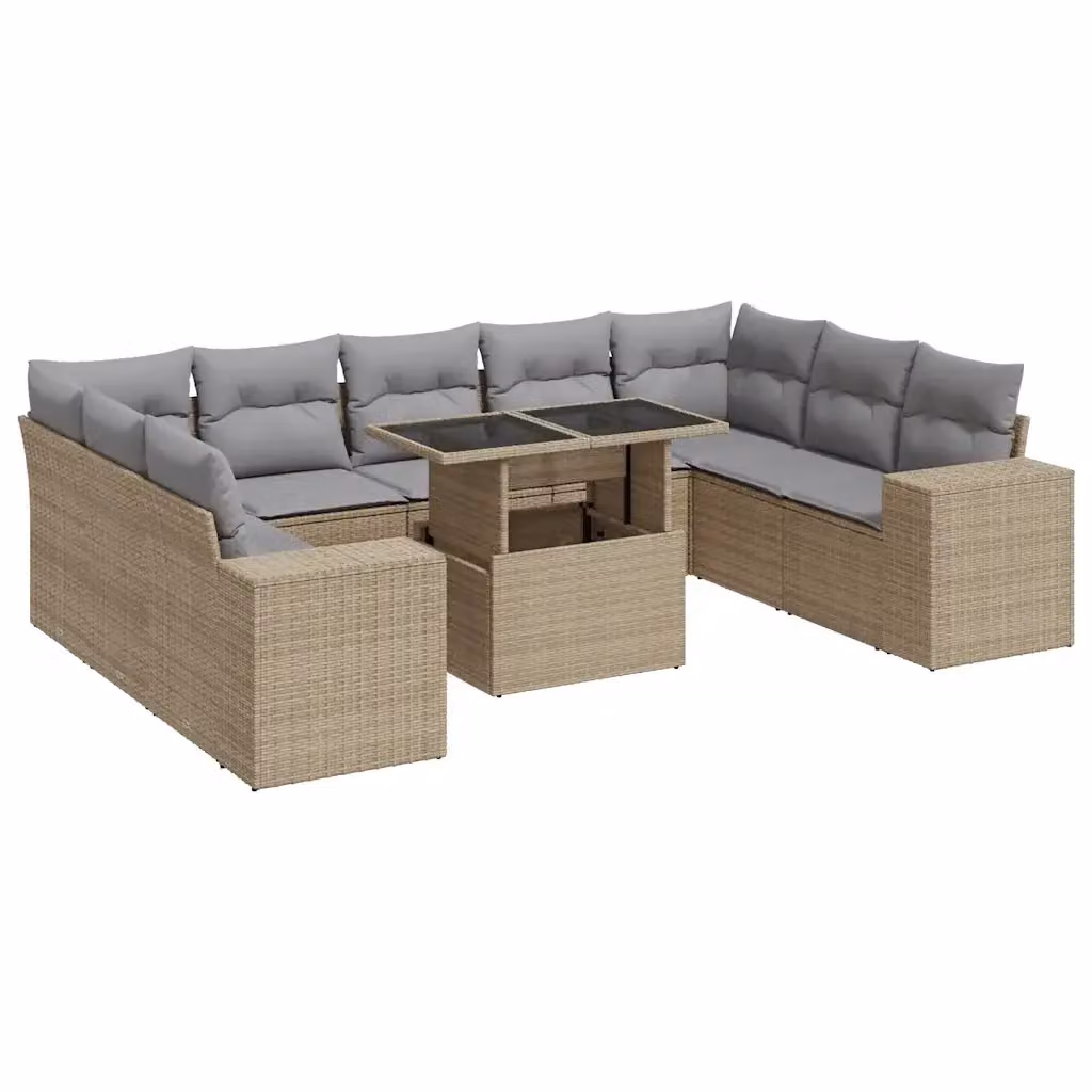 Set Divano da Giardino a L vidaXL con Cuscini Beige e Tavolino da Esterno in Polyrattan e Metallo – 2
