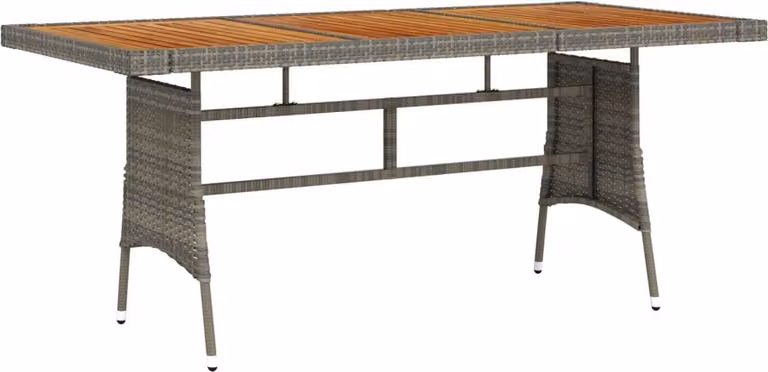 Tavolo da giardino in polyrattan e acacia 160 x 72 x 70 cm grigio