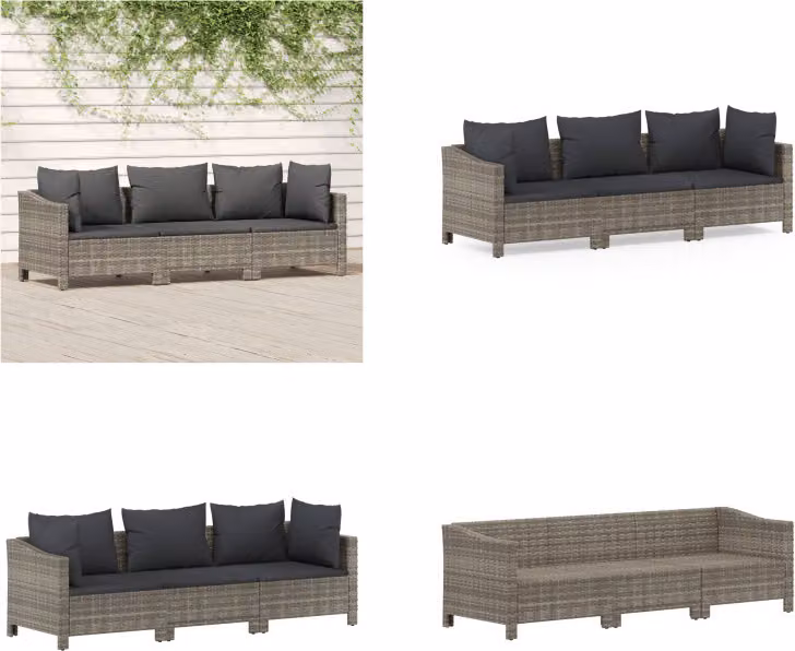 vidaXL Set salotto da giardino 3 pezzi con cuscini in poly rattan grigio - Set salotto da giardino - Set salotto da giardino - Set salotto - Set arredo giardino