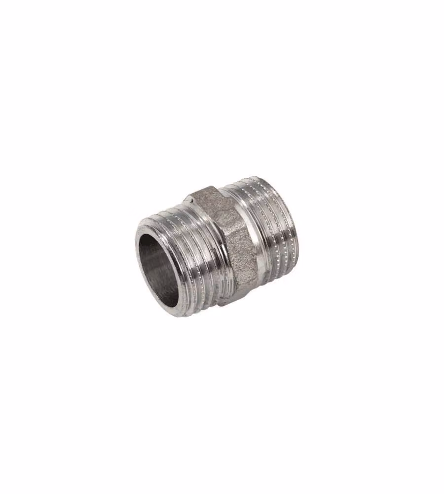 Idrobric Raccordo Nipplo Doppio 3/4" x 3/4" Ottone Cromato Lucido