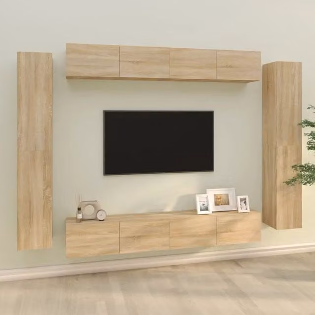 Set Mobili Porta TV 8 pz-Credenza per TV Rovere Sonoma in Legno Multistrato 179480