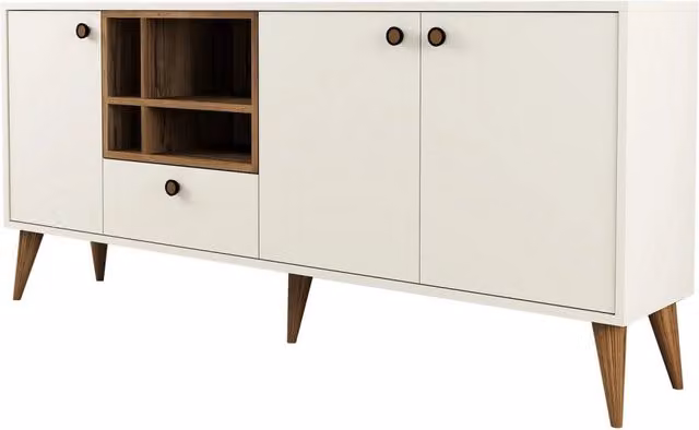 Credenza in legno "Napoli" - 180 x 35 x 81 cm - Colore crema