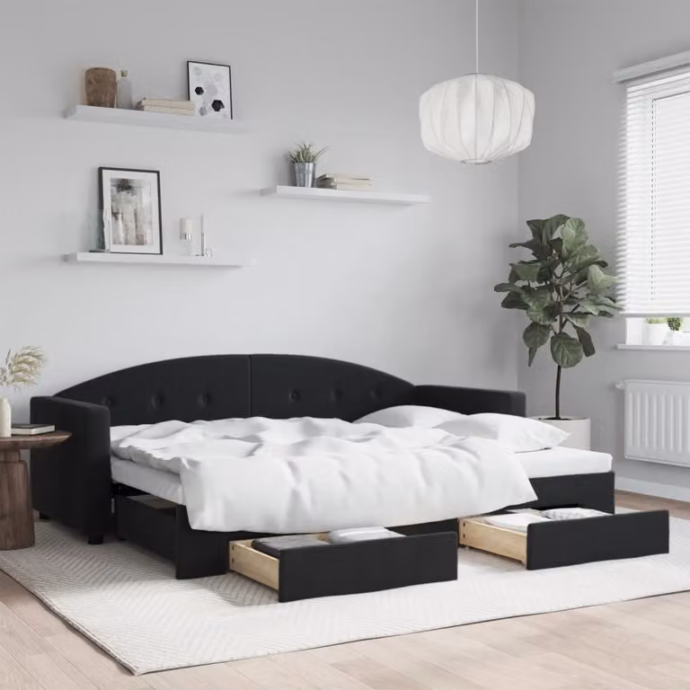 vidaXL Divano Letto Estraibile con Cassetti in Velluto Nero