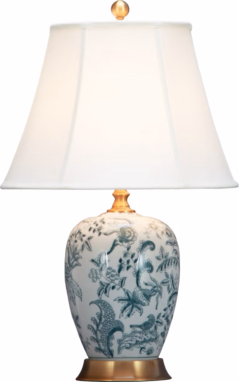 Fine Asianliving Lampada da tavolo cinese in porcellana con paralume E27 Lampada da tavolo orientale in Vetroceramica Lampade da comodino camera da letto soggiorno