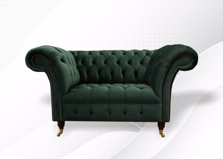 Chesterfield Lounge Club Sessel Couch Polster Couch 1 Sitzer Möbel Sofa Samt