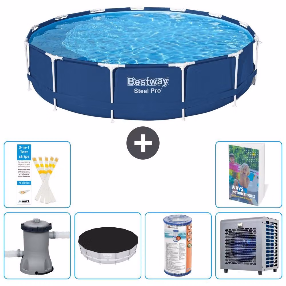 Piscina gonfiabile Bestway Steel Pro, rotonda, dimensioni 396x84 cm, composta da 5 parti, modello S203