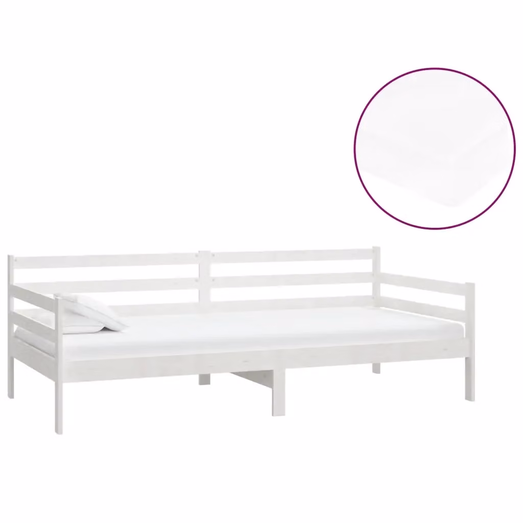 Divano Letto vidaXL Bianco in Legno di Pino con Materasso in Schiuma L/P/H: 90 x 200 cm – 2