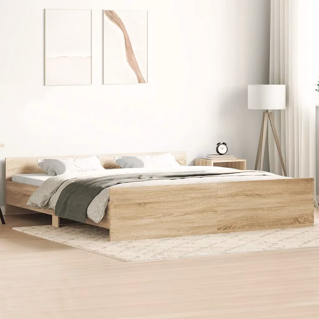 vidaXL Giroletto con Testiera e Pediera in Rovere Sonoma, L 200 x P 200 cm