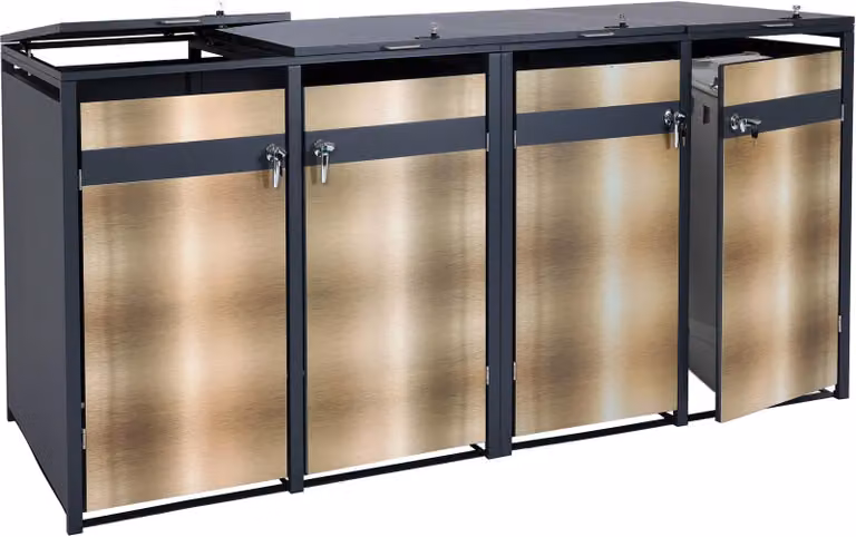contenitore per 4 cassonetti HWC-J82, cassonetto estraibile, metallo 100kg, antracite ~ oro