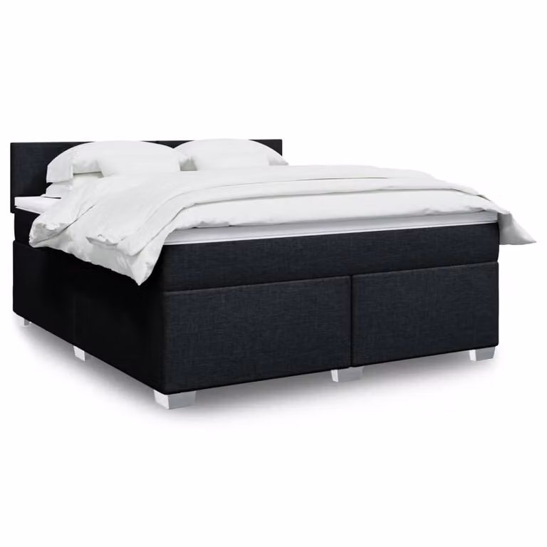 vidaXL Giroletto a Molle con Materasso Ibrido in Tessuto Nero L/P/H: 180 x 200 cm