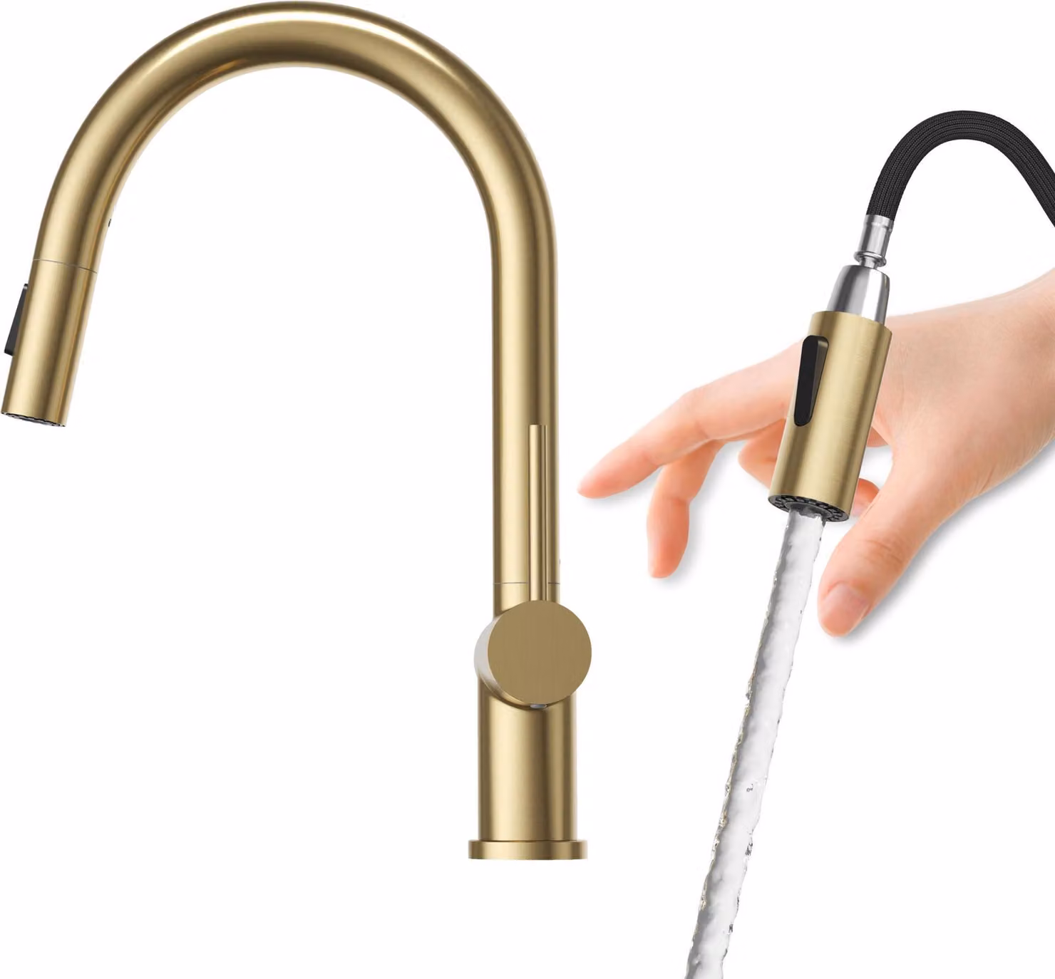 Granitan - Miscelatore cucina - Rubinetto cucina altezza 19 cm - Oro spazzolato - NAYA