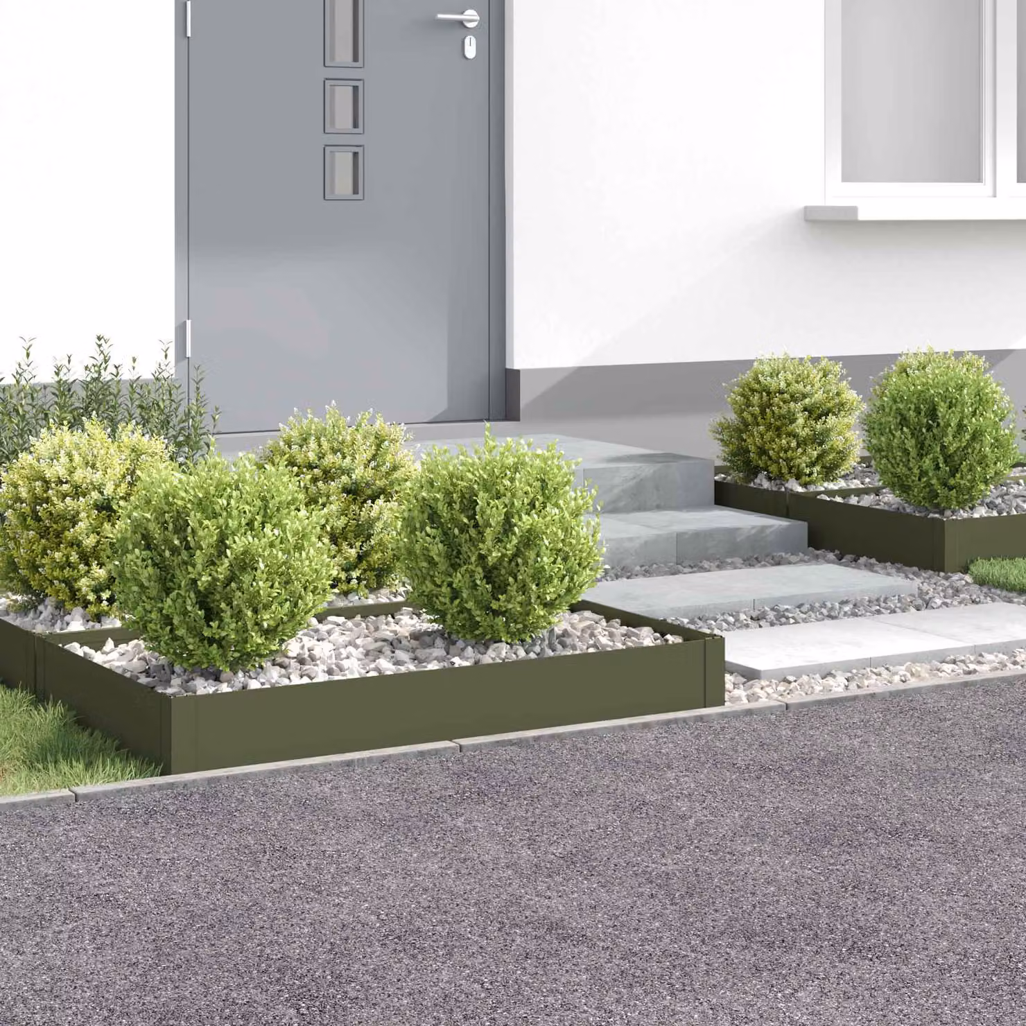 Set di 4 bordure per prato vidaXL in acciaio colore verde oliva, L: 100 cm, P: 60 cm, H: 20 cm
