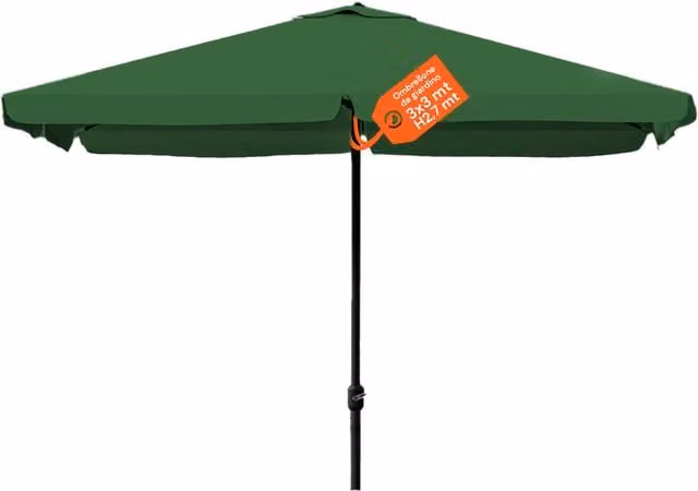 Ombrellone da Giardino Zendea Regolabile con Snodo Inclinabile e Carrucola in Acciaio e Poliestere L: 300 cm x P: 300 cm